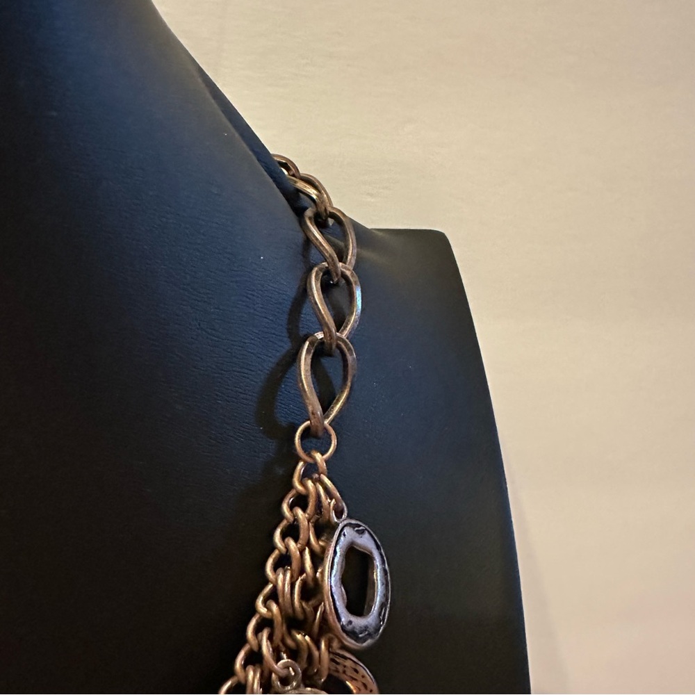 Copper Statement Necklace, Copper Tone Hammered D… - image 8